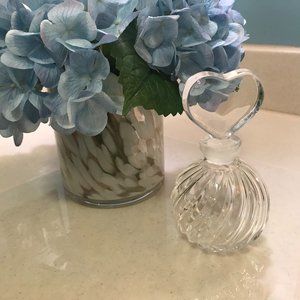 Vintage Glass Perfume Bottle with Heart Stopper